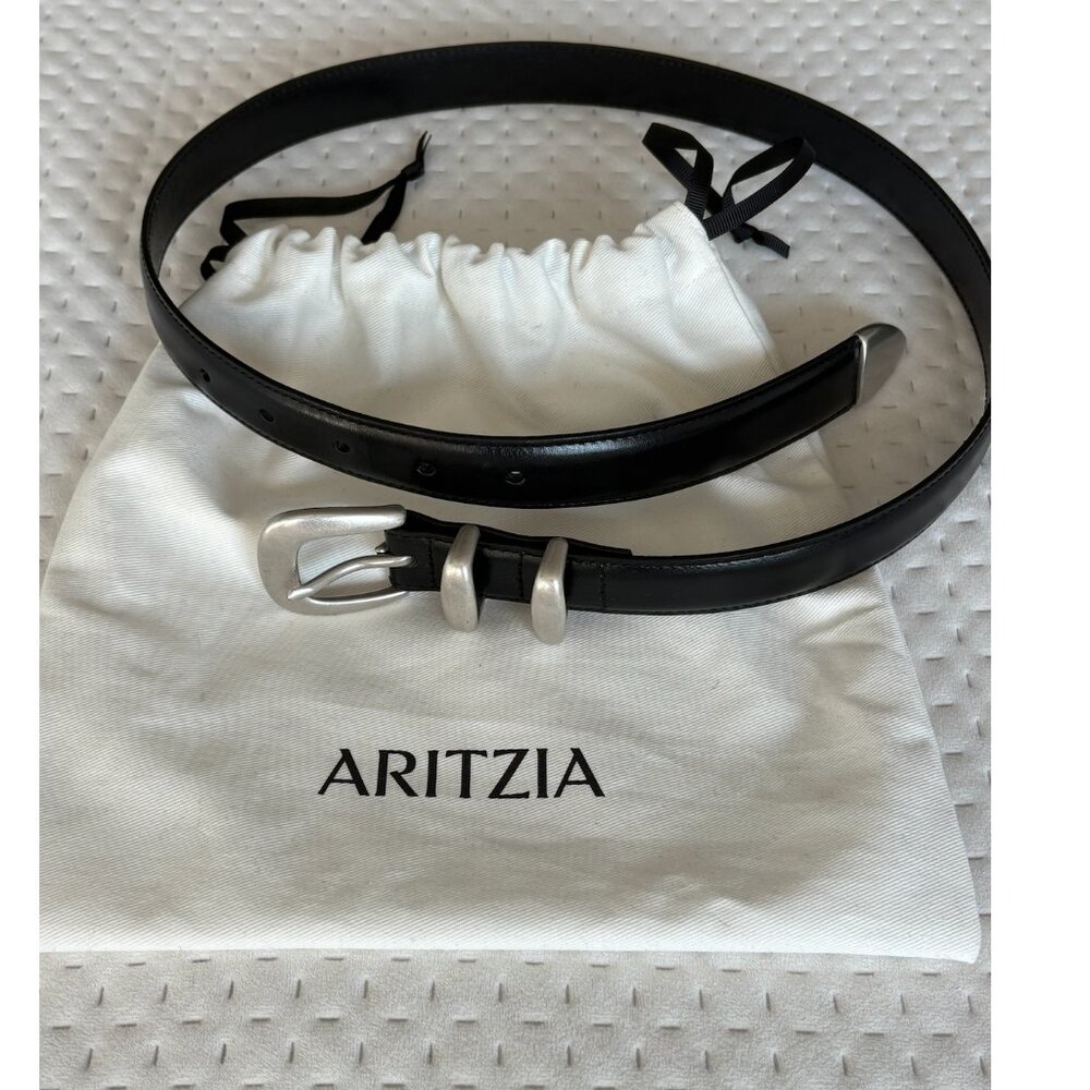 Aritzia Legendary Solid Brass Leather Belt - ANTIQUE SILVER - Small